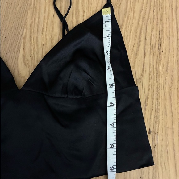 Zara Women's Black Satin Effect V-Neck Crop Top Triangle Bralette S - Picture 14 of 14